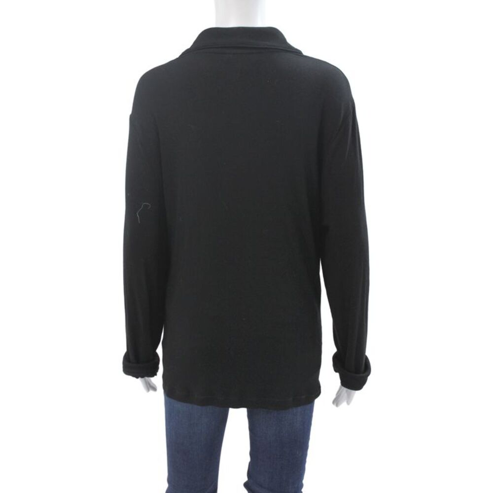 Skims Women Collared Long Sleeve Pima Cotton Button Up Top Black Size XL - Picture 3 of 6